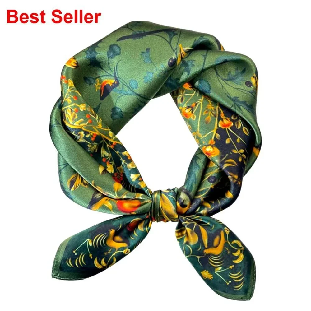 100% Mulberry Silk Square Scarf for Hair, 25.6